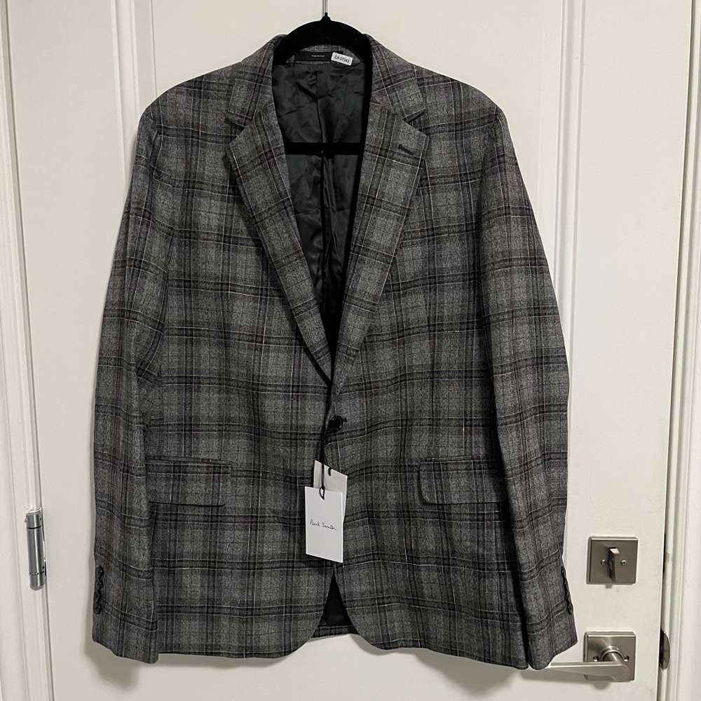 NWT - Paul Smith x E. Thomas 100% Wool Checked Blazer - Made in Italy -US 42R/L